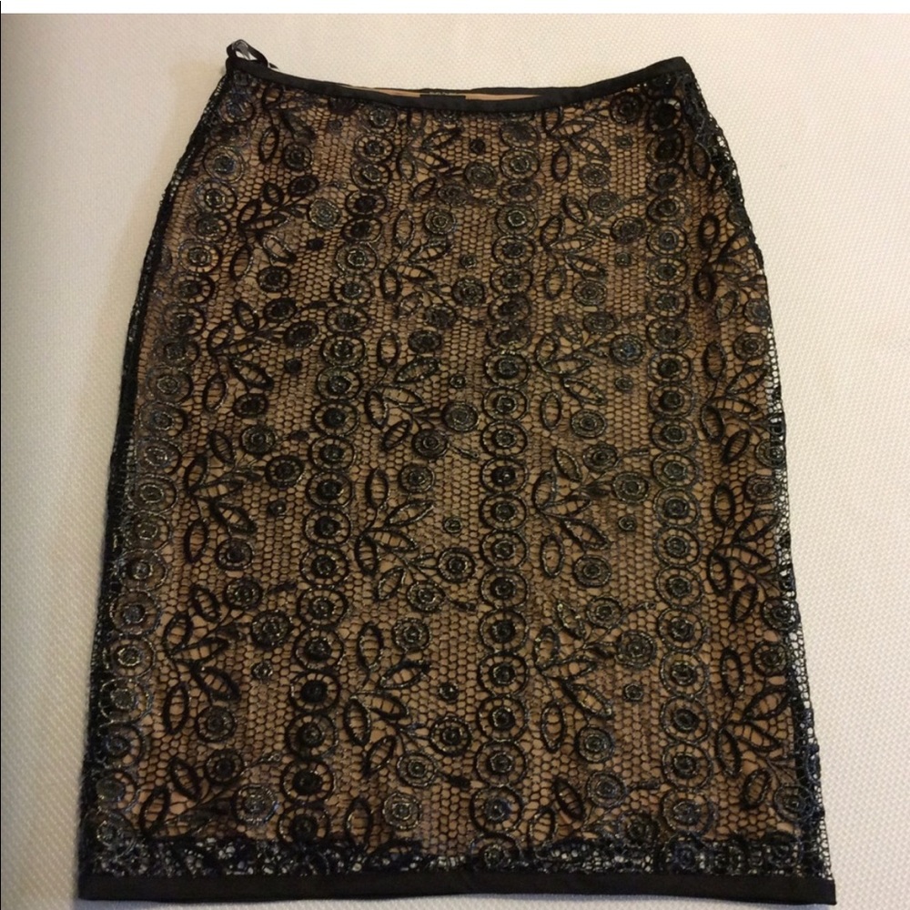 TUFI DUEK BLACK LACE SKIRT SZ 36 / S EUC $245